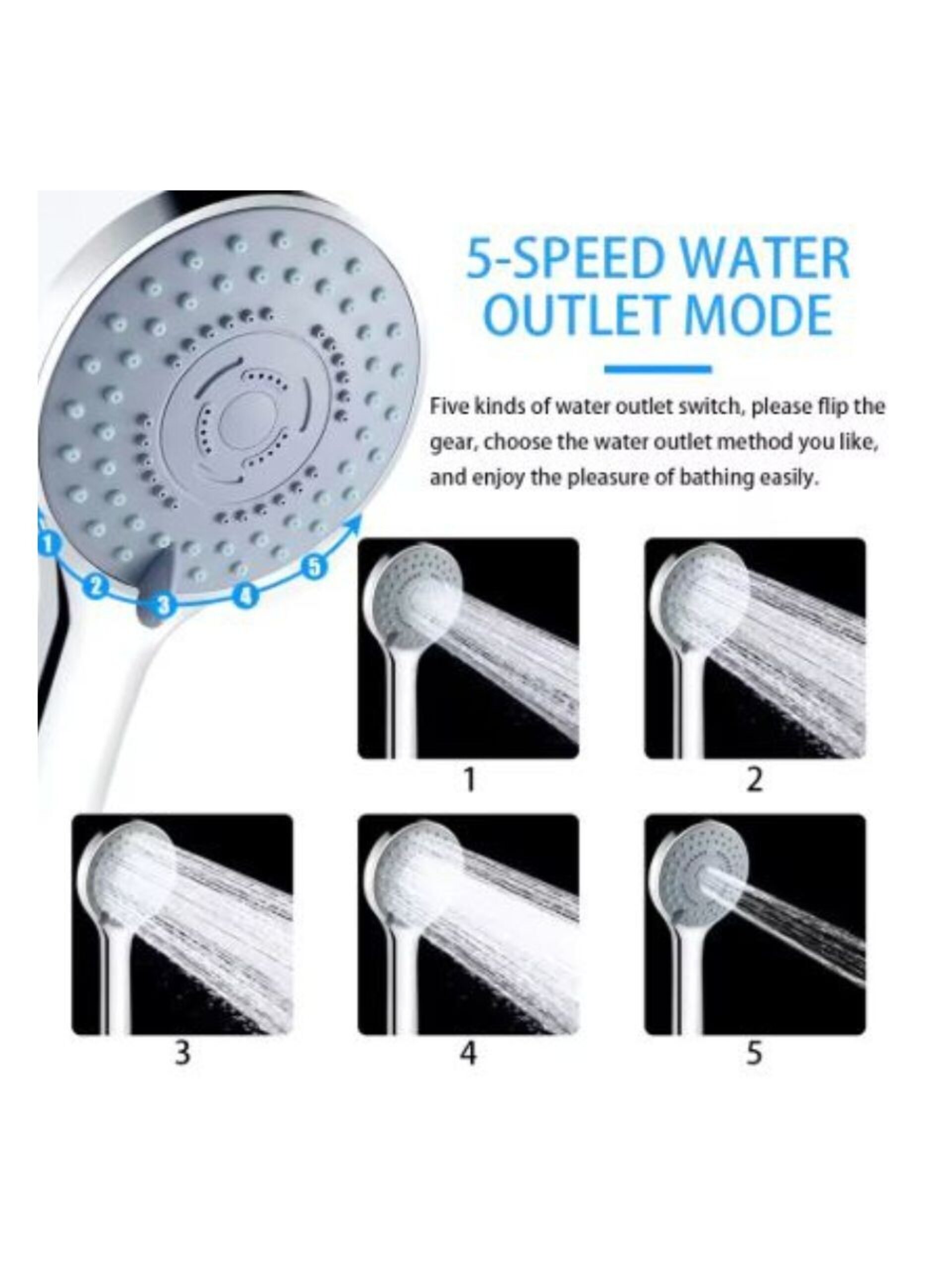 Mango de ducha cromado de 5 posiciones - 2