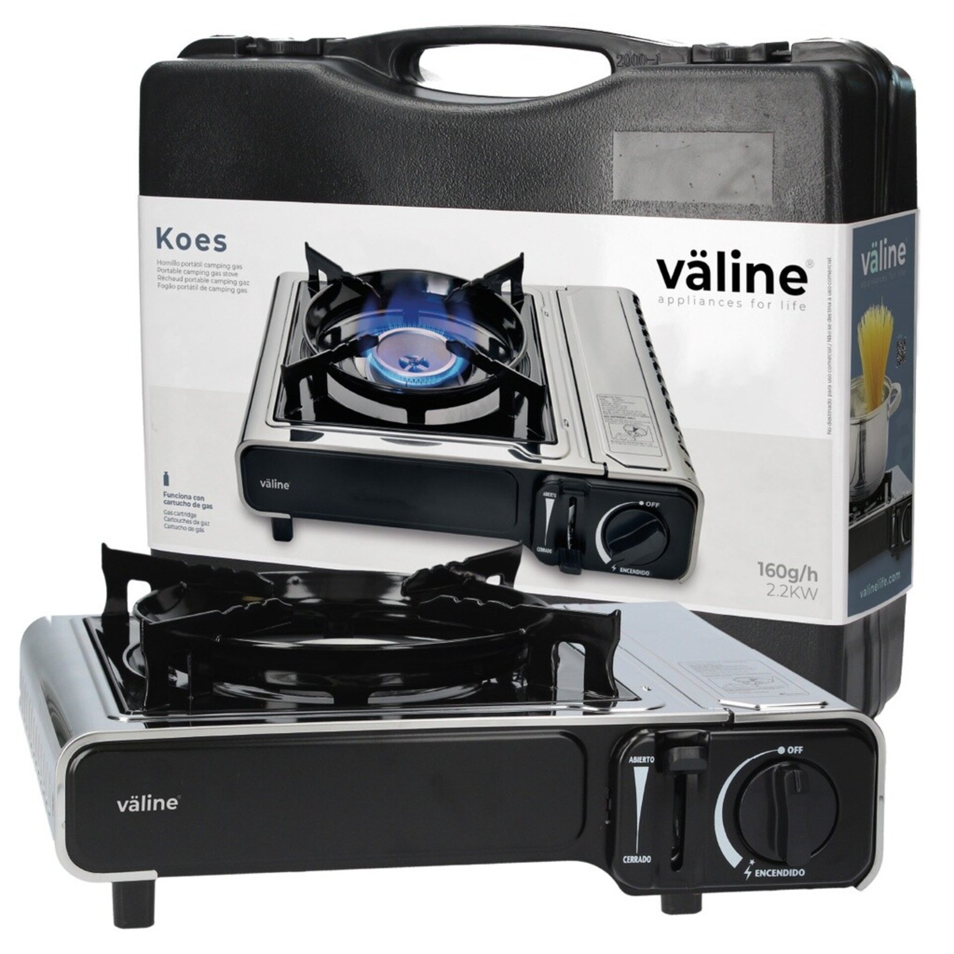 Hornillo cocina portatil dual cartucho valvula - 2