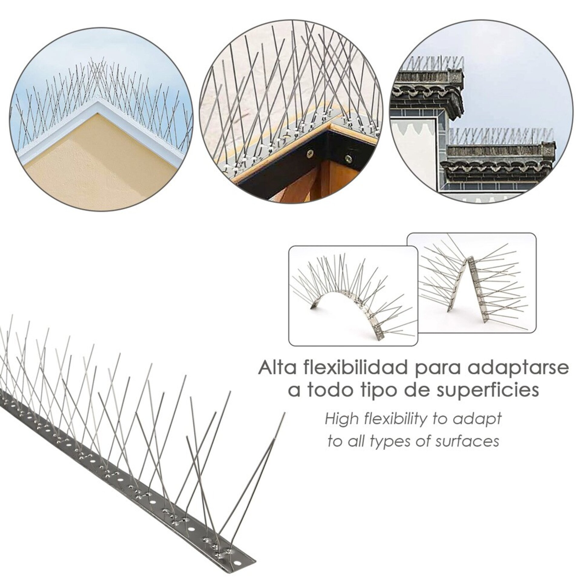 Pincho Anti Palomas 1 Metro Inoxidable Pincho Doble 60 Pinchos - 3