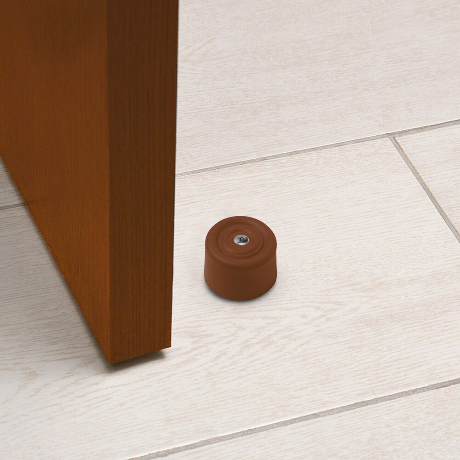 Tope Puerta Con Taco Nylon Marron - 3