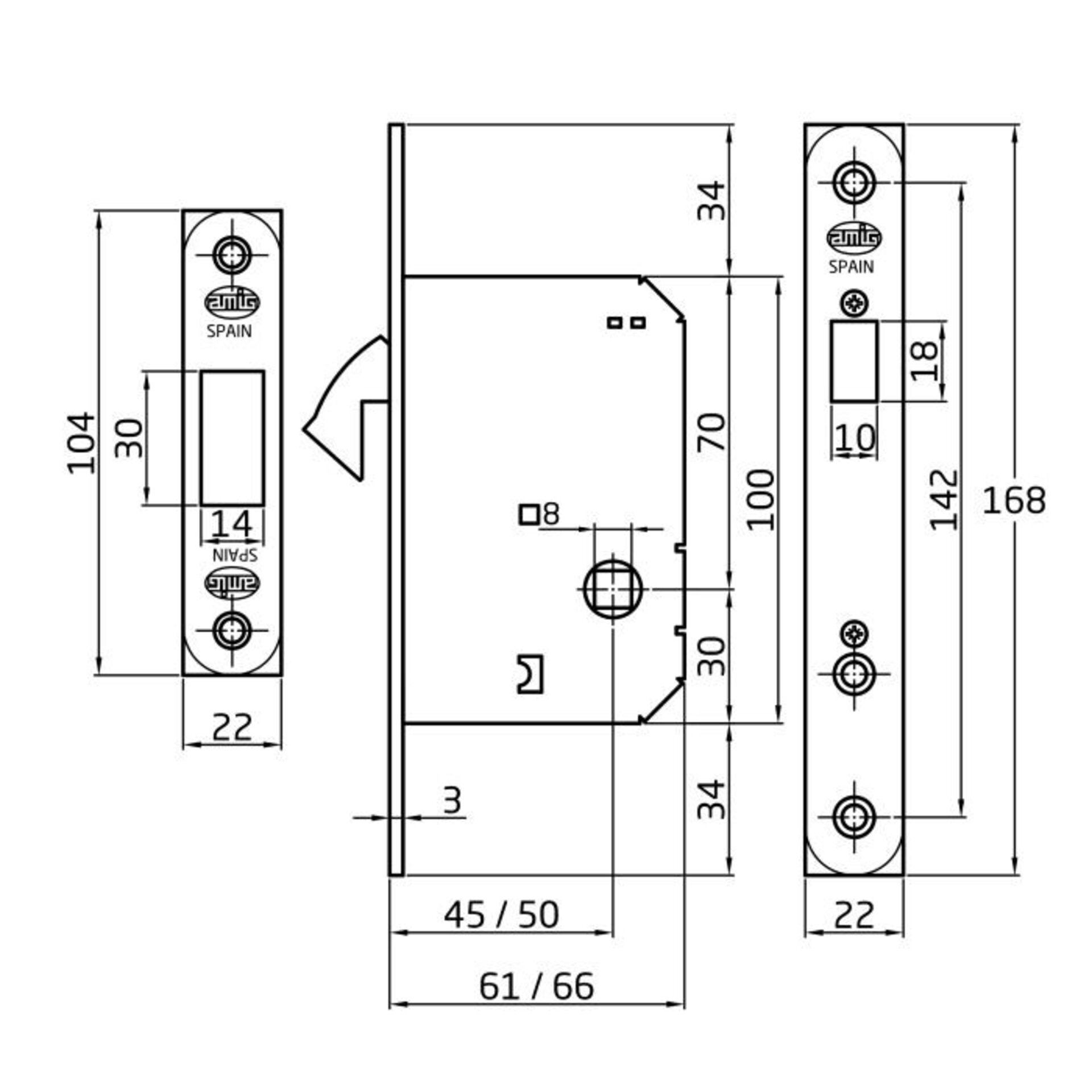 Cerradura de embutir para puertas correderas - 2