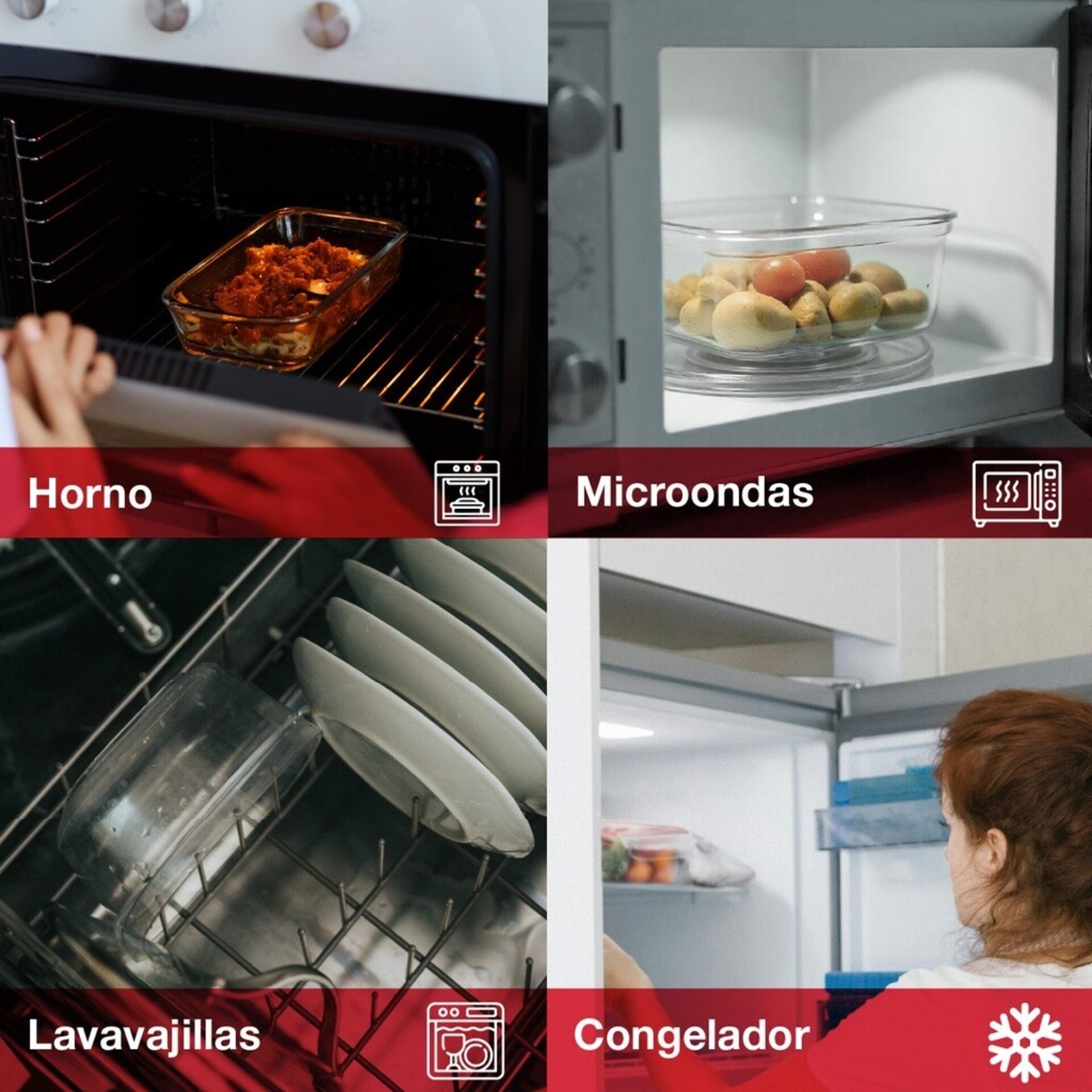 Taper hermético rectangular de cristal 900ml - 5