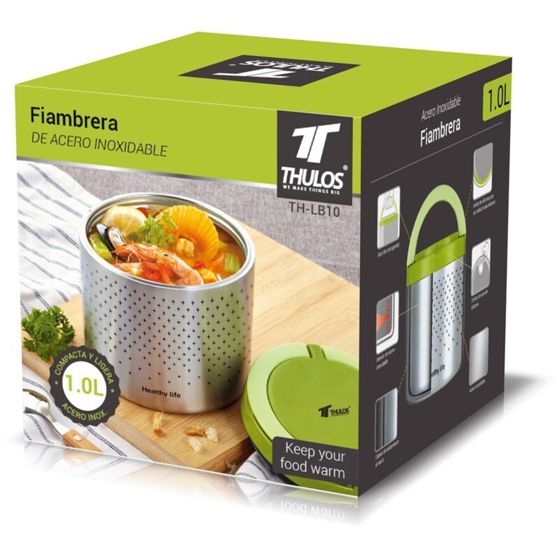 Fiambrera de acero inoxidable 1L - 2