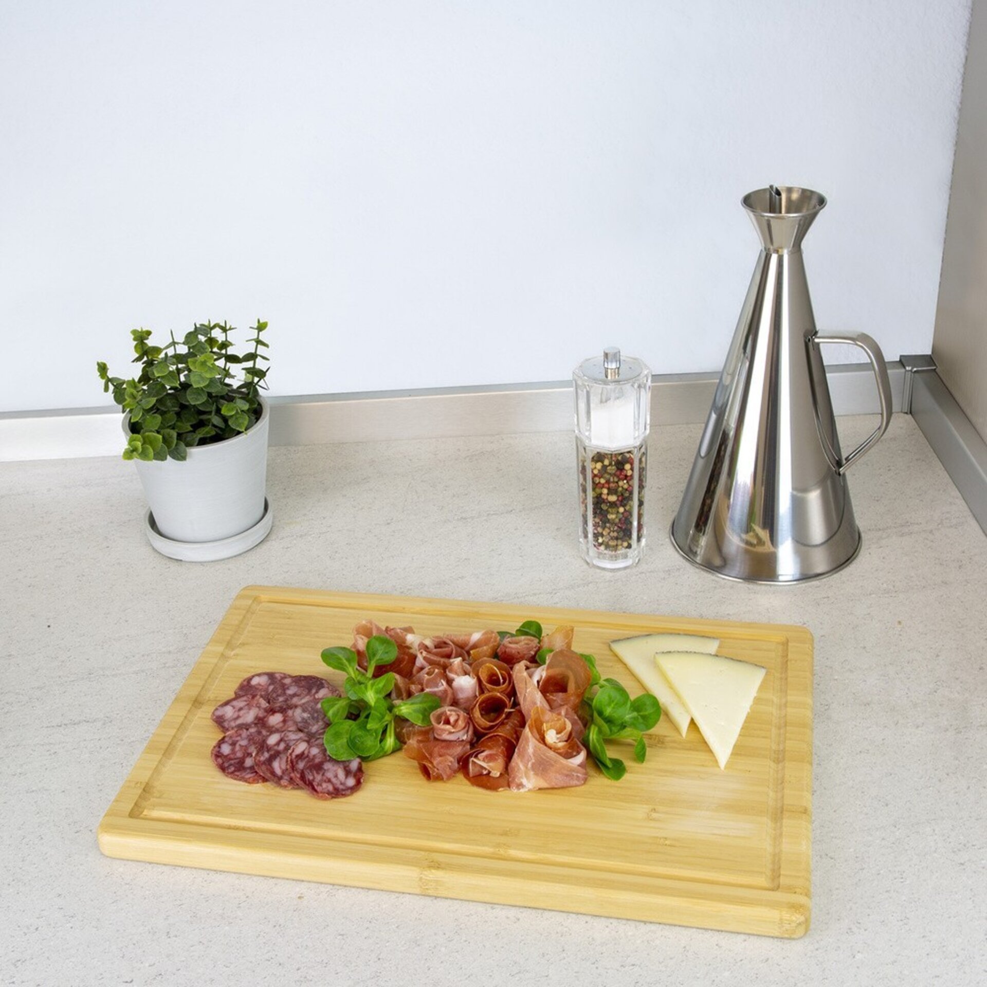 Tabla Cortar Cocina de Madera de Bambu Con Ranura - 3