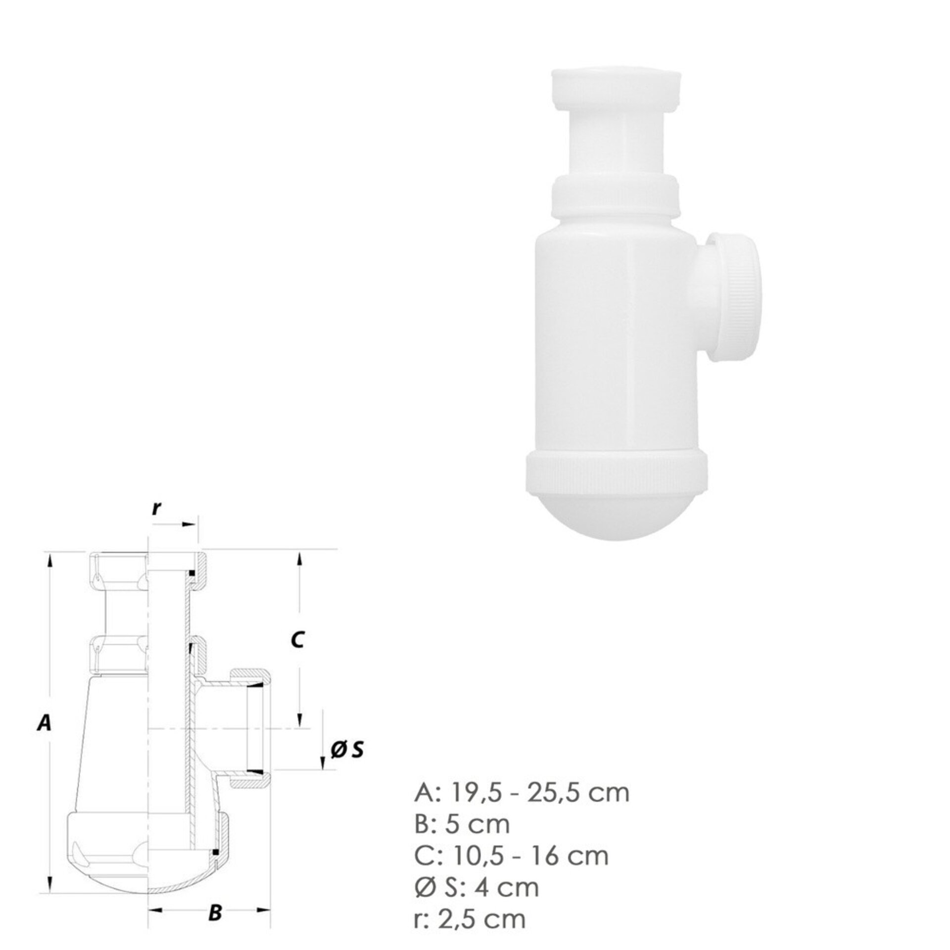 Sifon Botella Extensible 1 1/2 Tuerca Loca - 2