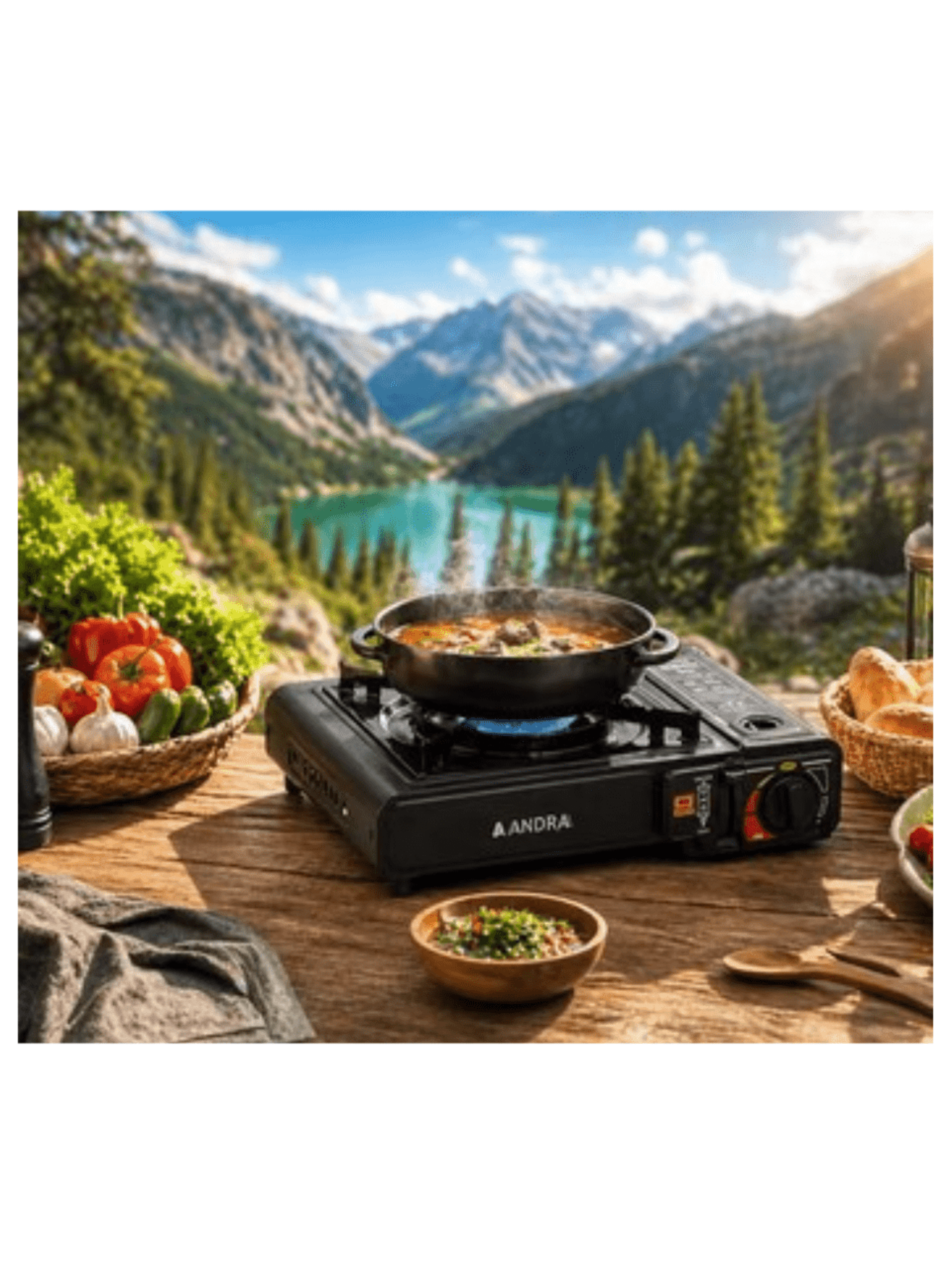Hornillo cocina portatil dual cartucho valvula - 2