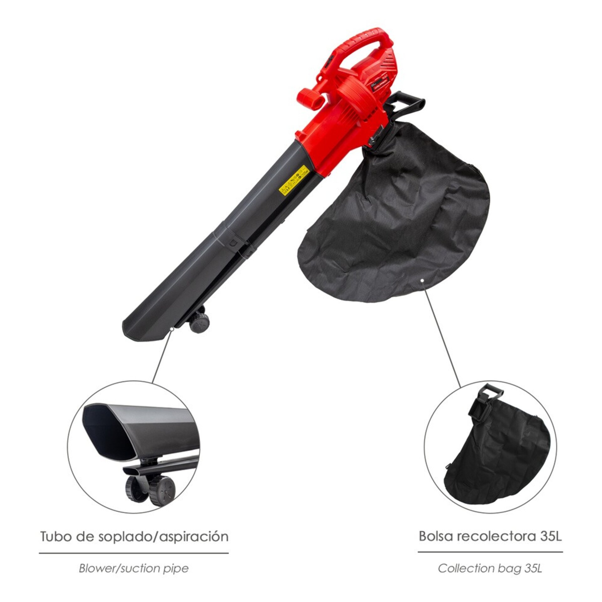 Aspirador Soplador Electrico de Hojas Jardín 3.000 Watt. - 3