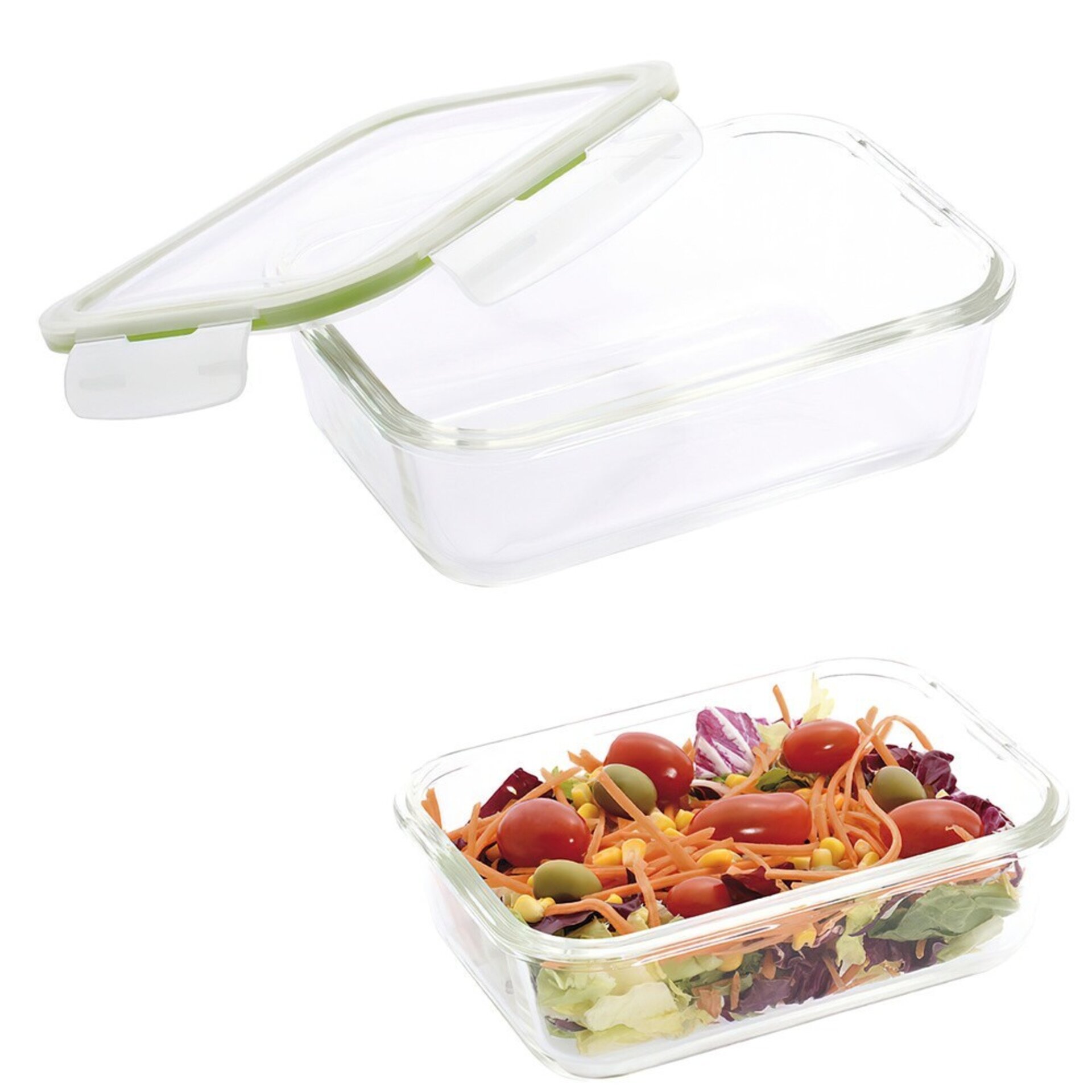Táper hermético rectangular de cristal 400ml - 2