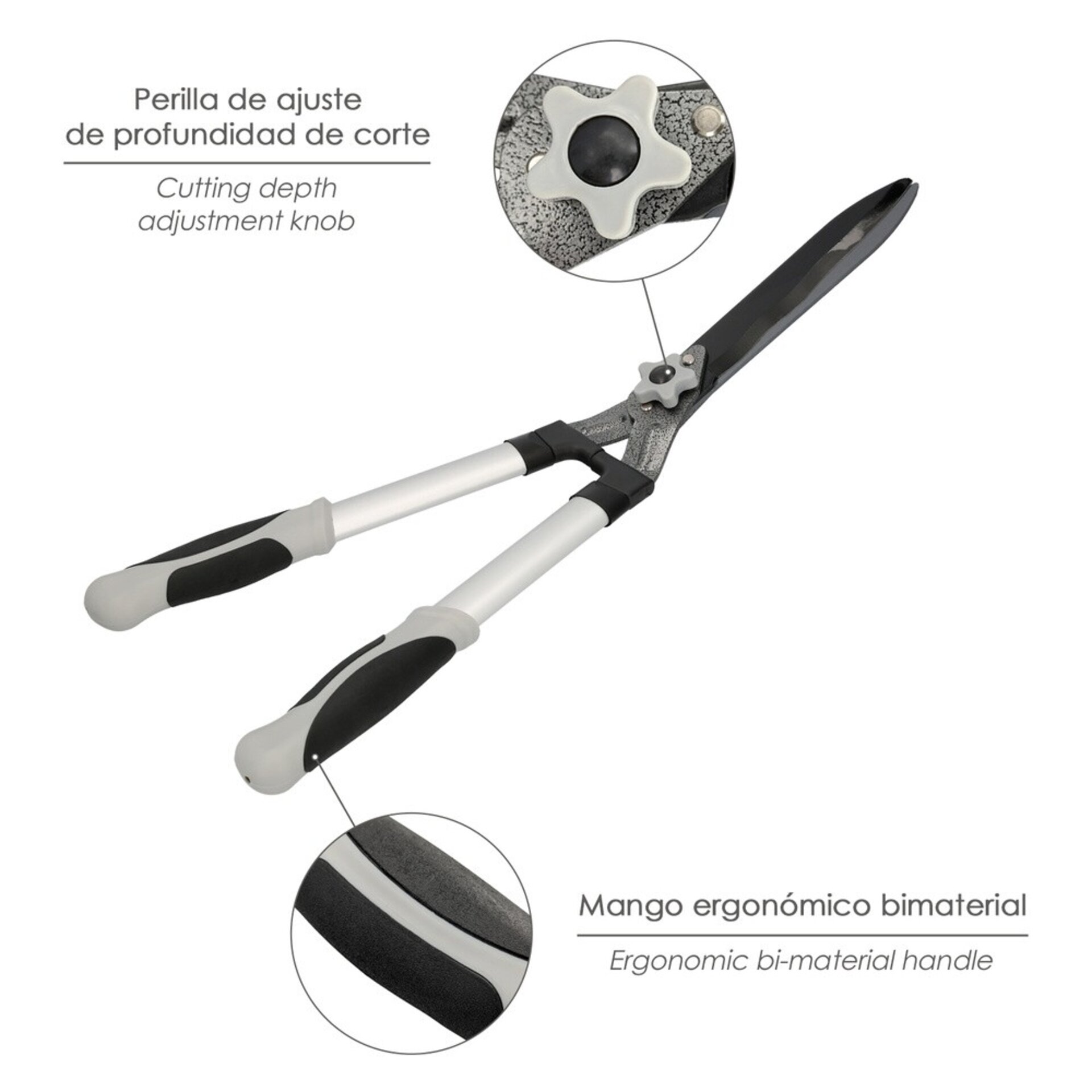 Tijera Podar Setos 2 Manos Aluminio 60 cm - 3