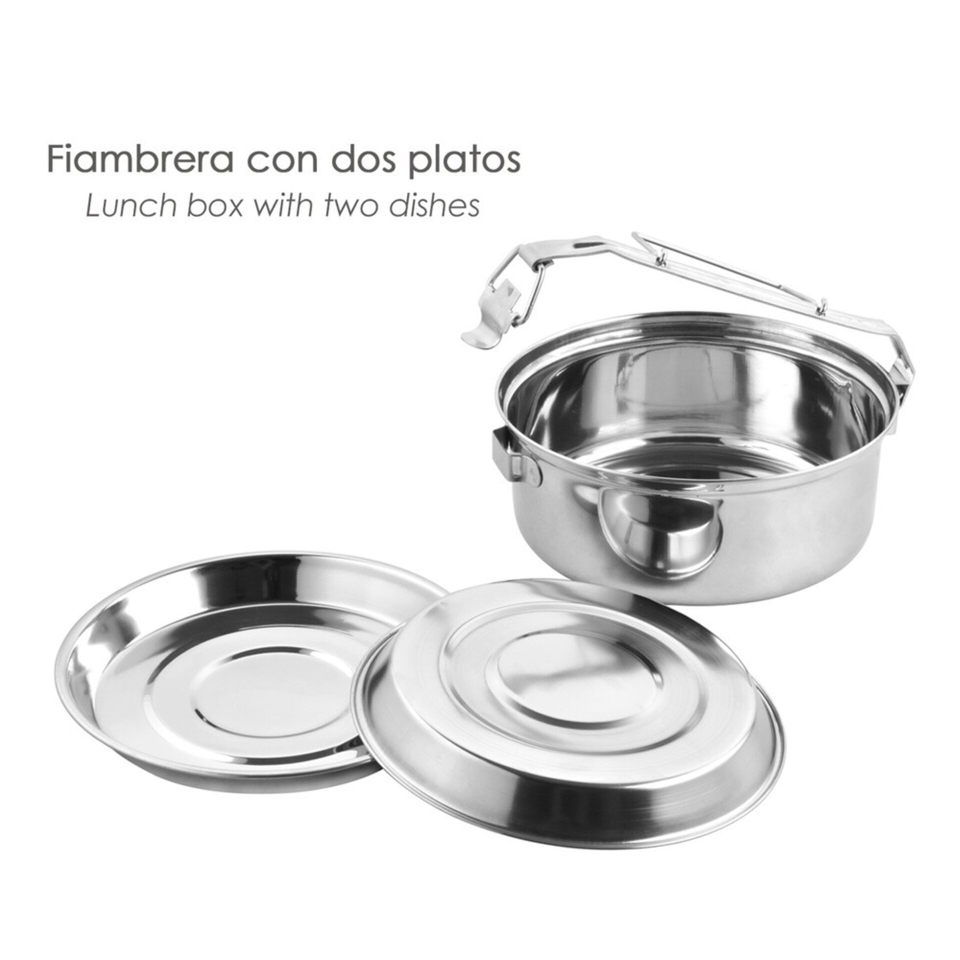 Fiambrera Acero Inoxidable Con 2 Platos Ø 18 cm - 2
