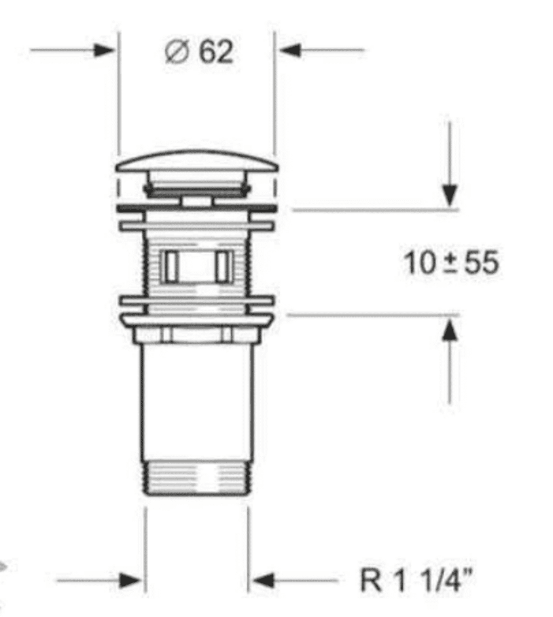 Válvula click-clack para lavabo 1 1/4" cromada - 2