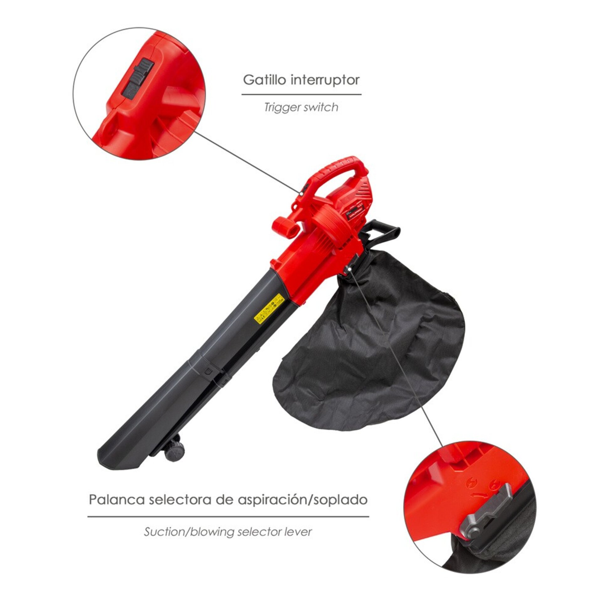 Aspirador Soplador Electrico de Hojas Jardín 3.000 Watt. - 2