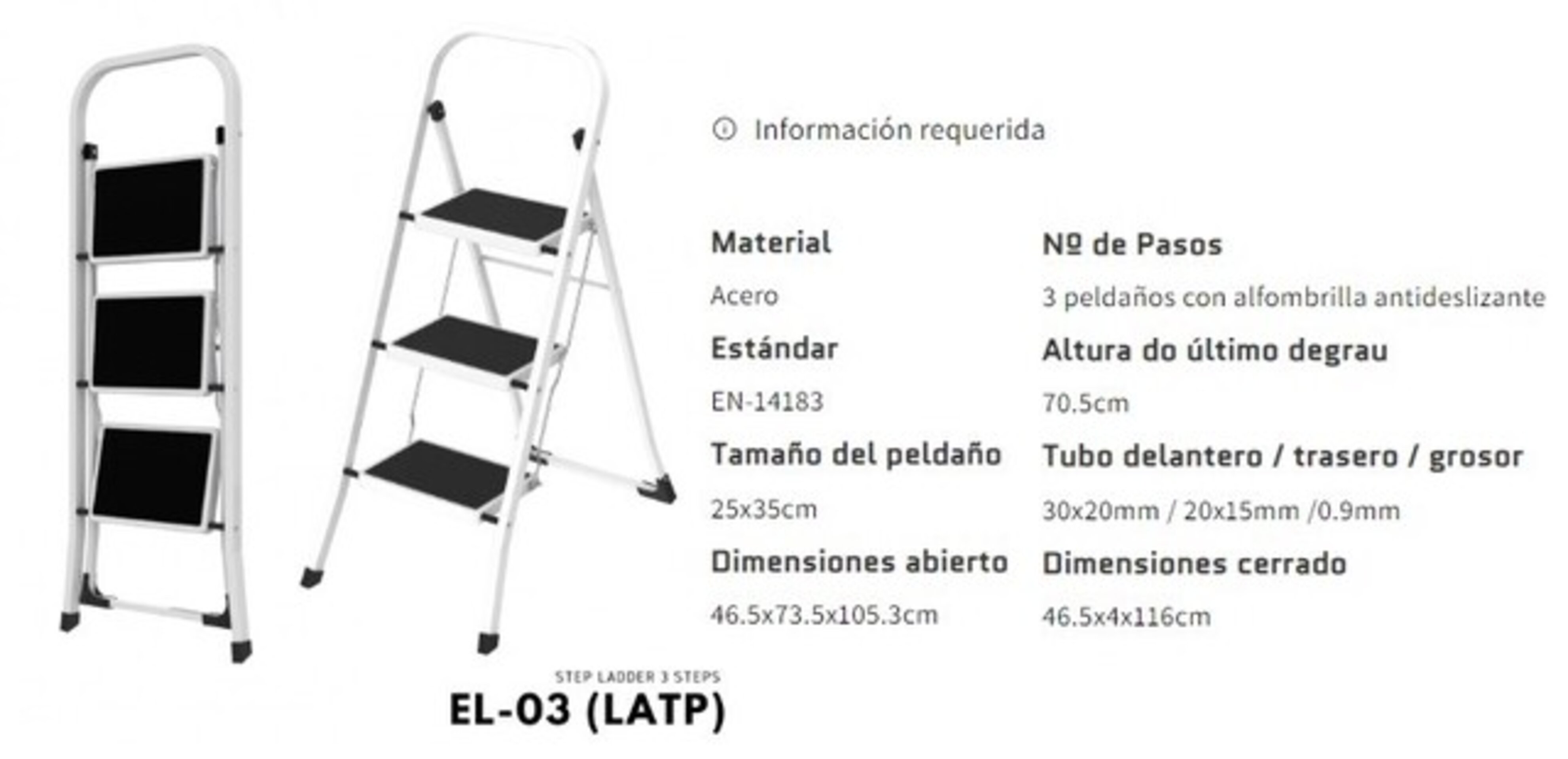 Escalera acero 3 peldaños - 2