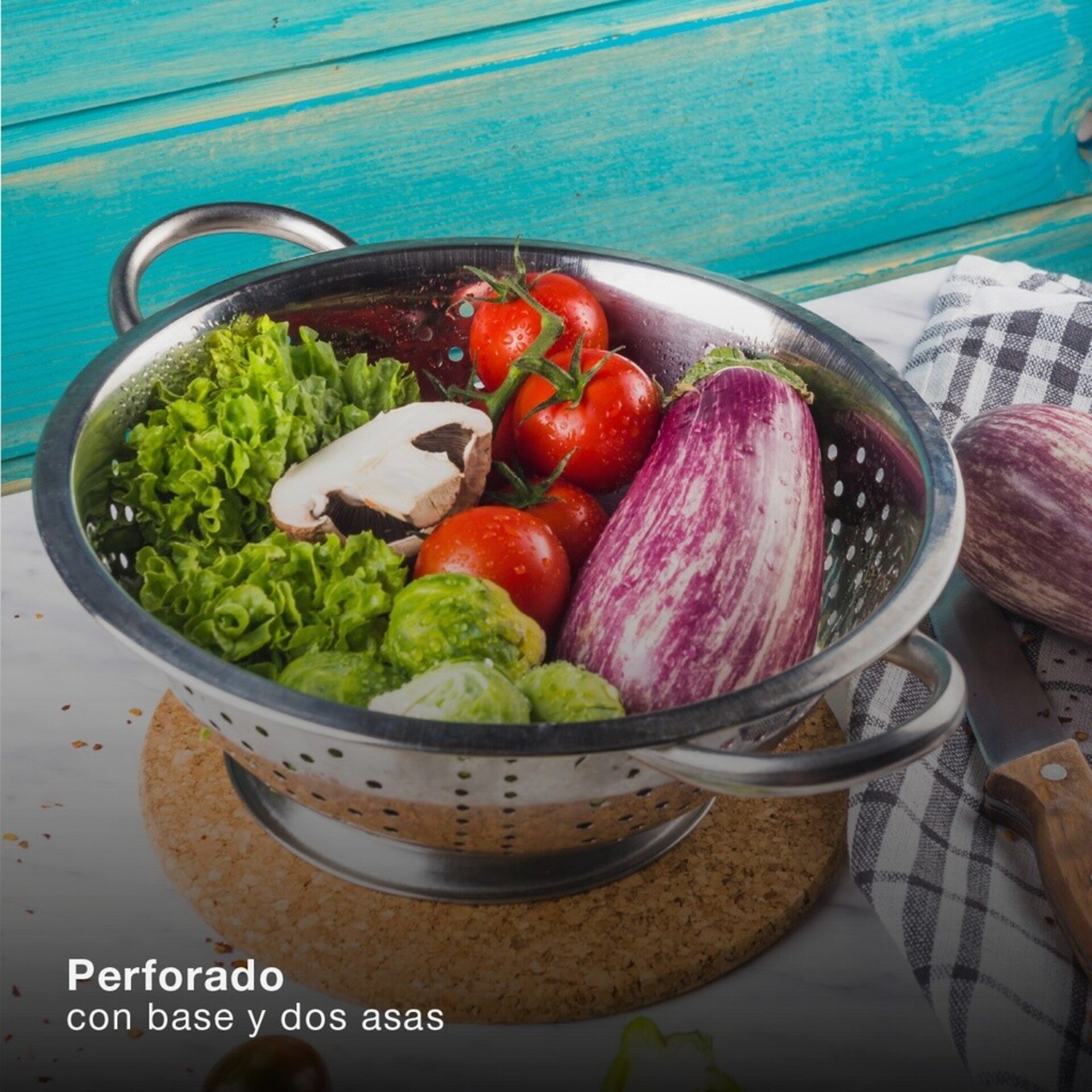 Escurridor con asas acero inox Ø22cm - 3
