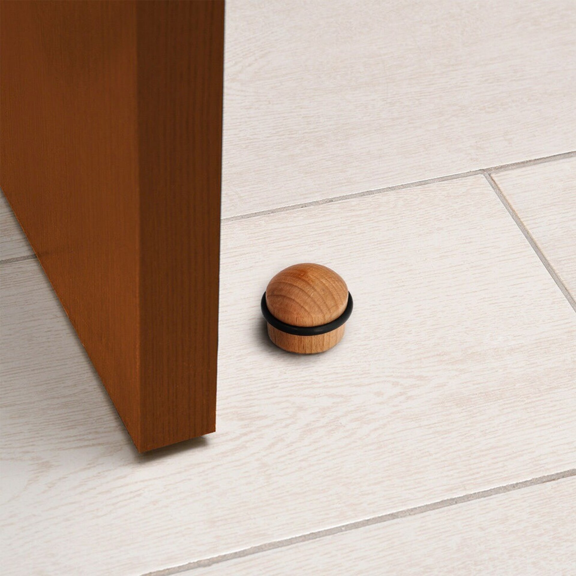Tope Puerta Adhesivo / Atornillable Madera Redondo - 4