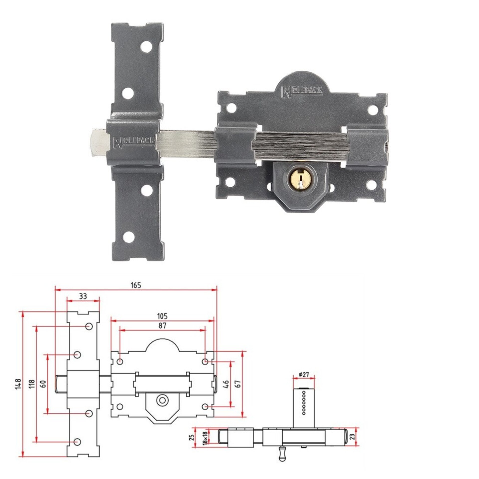 Cerrojo B-1 llave y pulsador pasador - 3