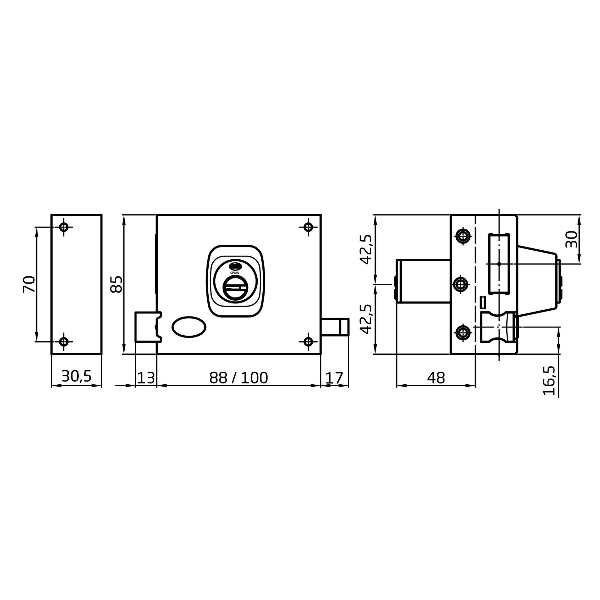 Cerradura de sobreponer para puertas de madera - 7