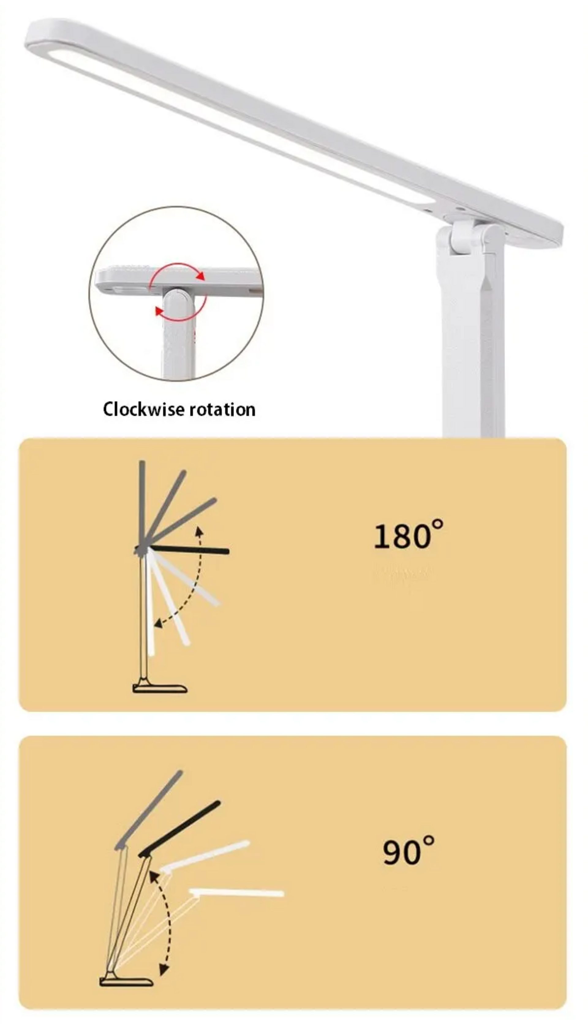 Lámpara de escritorio plegable blanca con Interruptor táctil LED - 3
