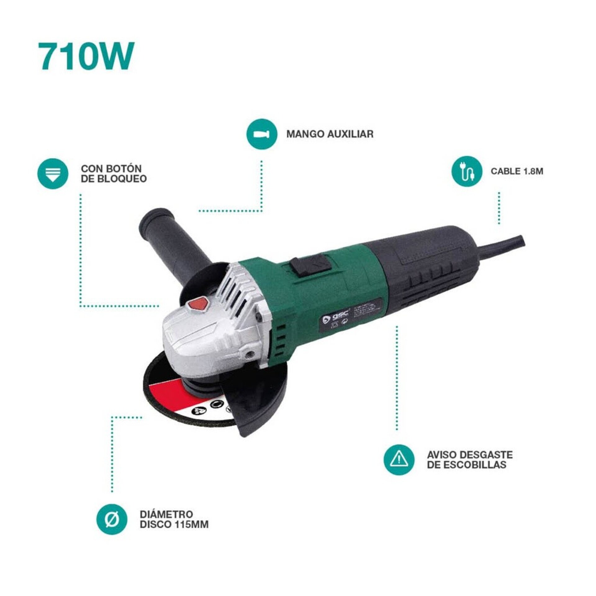 Amoladora 710 W. Disco Ø 115 mm - 2